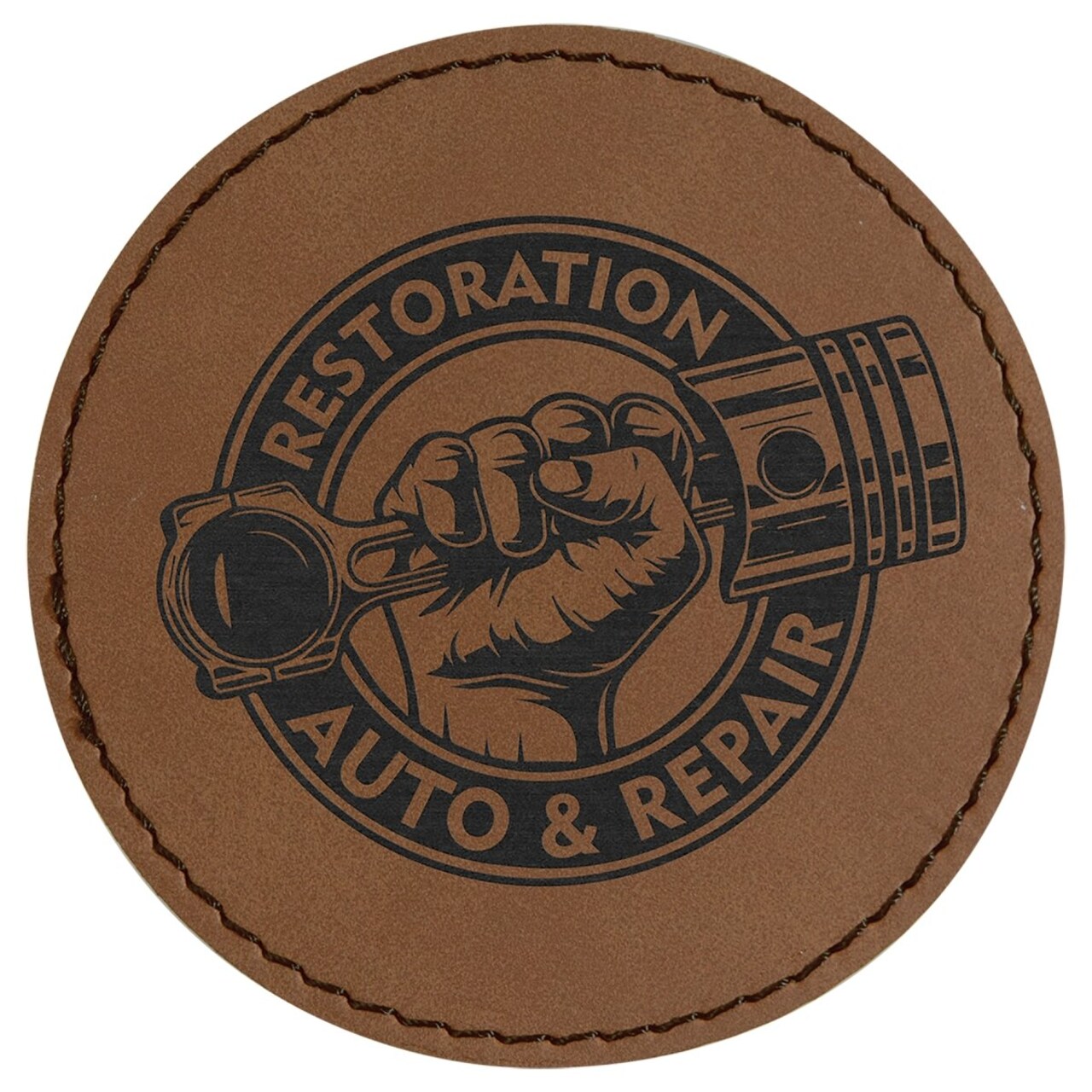 Laserable Leatherette Round Patch with Adhesive, 3", Pack of 5